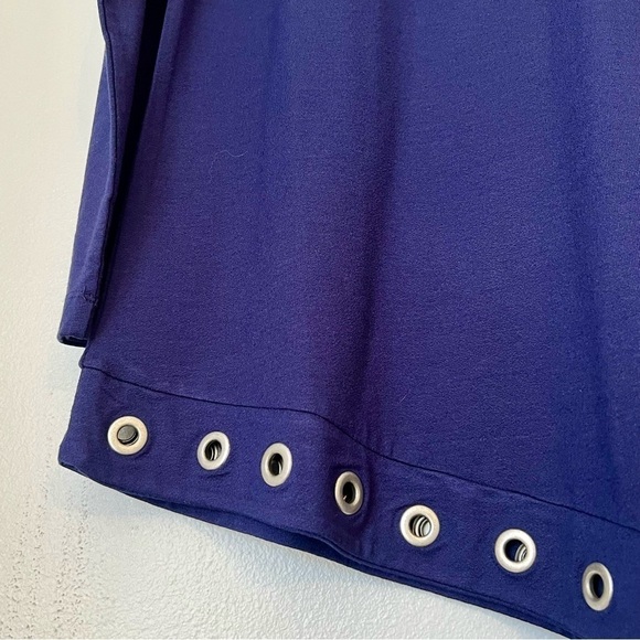 Soft Surroundings Missy S Navy Grommet Asymmetrical Metal Eyelets Hem Tunic Top - Picture 4 of 7